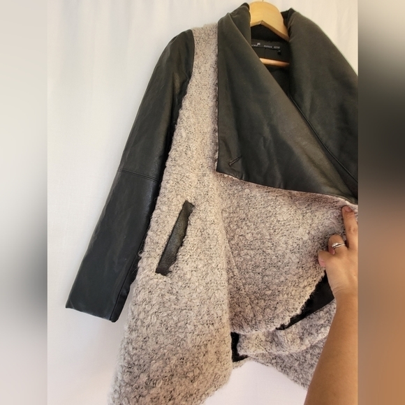 Melissa NEPTON Wool and Faux Leather  Jacket Cardigan - Picture 10 of 16